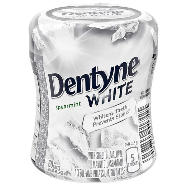 Dentyne White Spearmint Sugar Free Gum 60 Pieces Bottle
