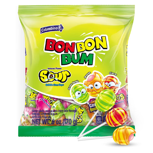 Colombina Bonbon Bun Sour Bubble Gum Pops 170g