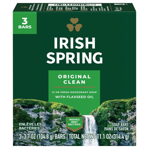 Irish Spring Original Clean Deodorant Soap Bar 314.4g (3 x 104.8g)
