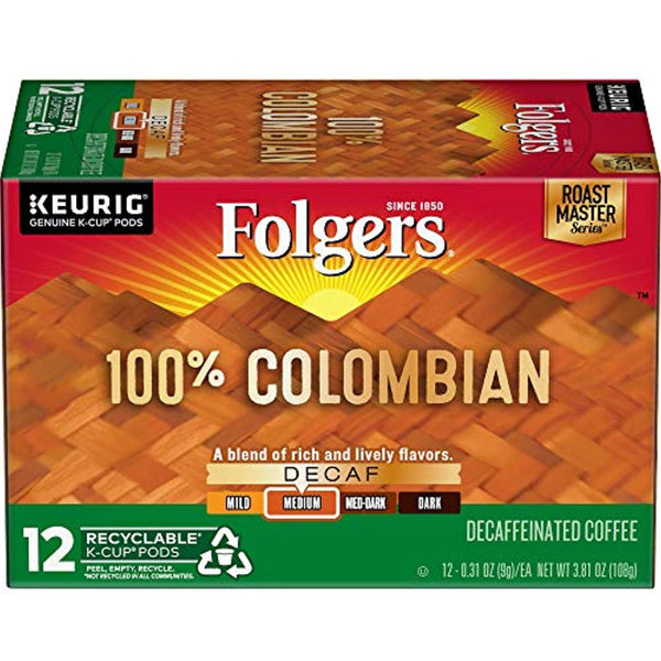 Folgers 100% Colombian Decaf Medium Decaffeinated Coffee 108g (Best Before Date 29/07/2024)