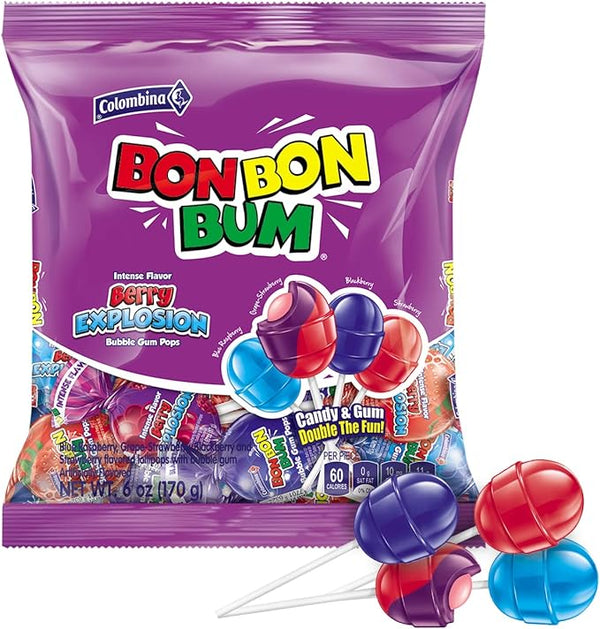 Colombina Bonbon Bun Berry Explosion Bubble Gum Pops 170g