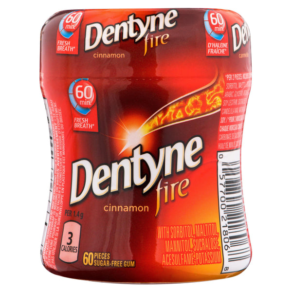 Dentyne Fire Spicy Cinnamon Sugar Free Gum 60 Pieces Bottle