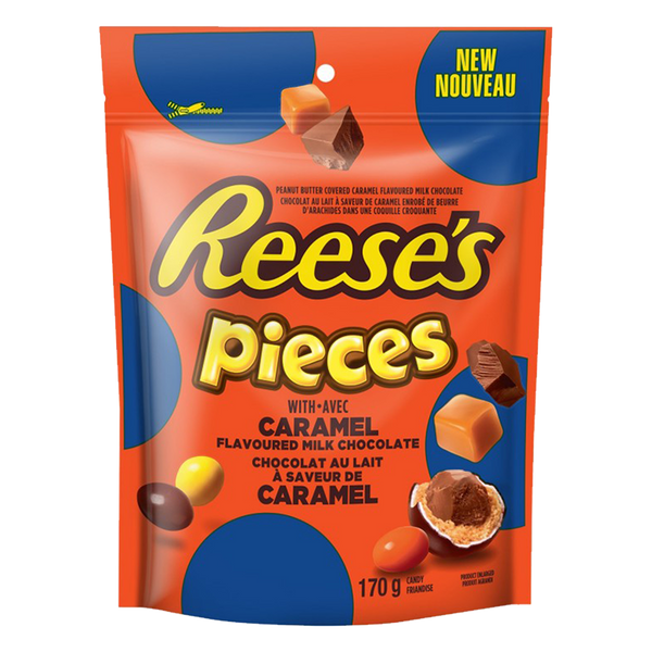 Reese's Pieces Caramel Flavoured Milk Chocolate Peanut Butter Candy 170g [Canadian]
