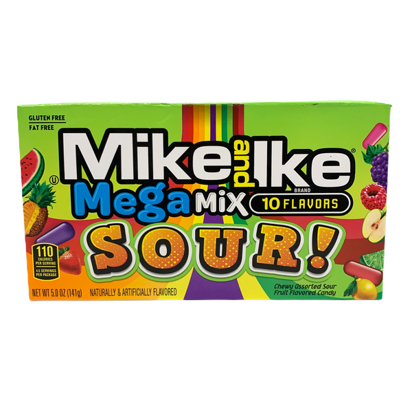 Mike and Ike Mega Mix Sour Chewy Assorted Sour Fruit Flavoured Candy 120g