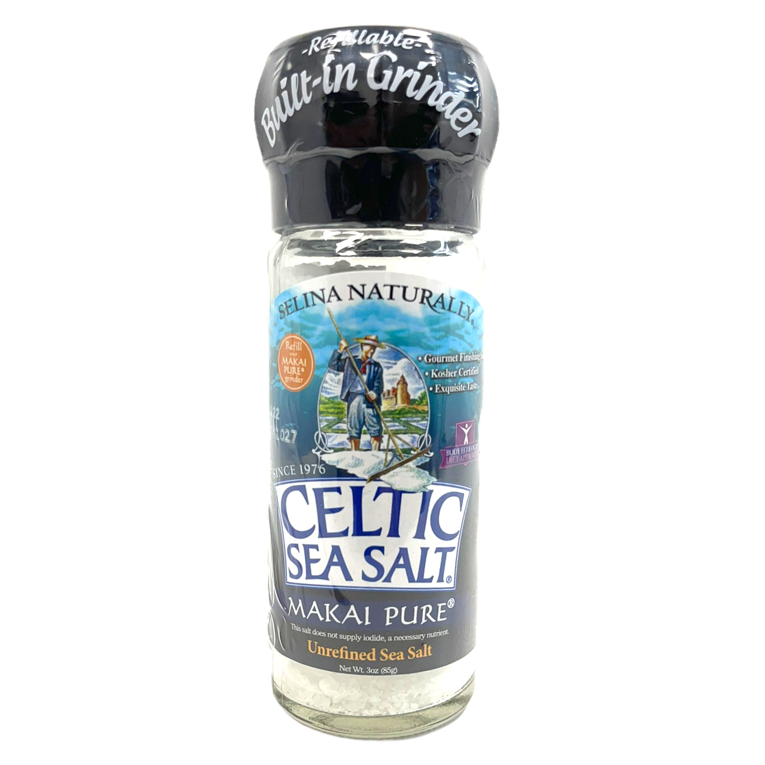 Celtic Sea Salt Light Grey Celtic Large Grinder, Sea Salt, 3oz