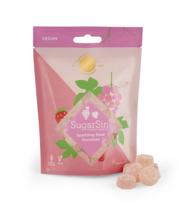 SugarSin Sparkling Rose Gummies 100g (Vegan) (Best Before 12/2023)