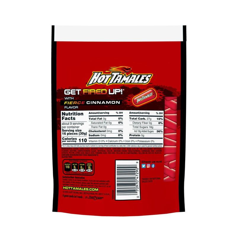 Hot Tamales Fierce Cinnamon Chewy Candies Bag 283g