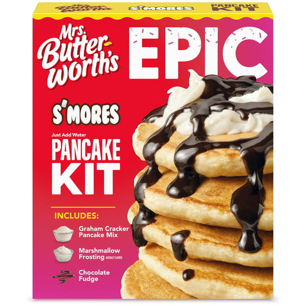 Mrs Butterworth's EPIC S 'mores Pancake Kit 765g (Best Before Date 14/02/2023)