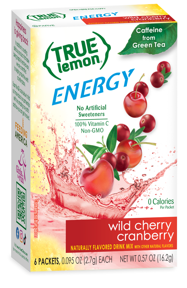 True Lemon Energy Wild Cherry Cranberry Drink Mix 6 Packets (16g)