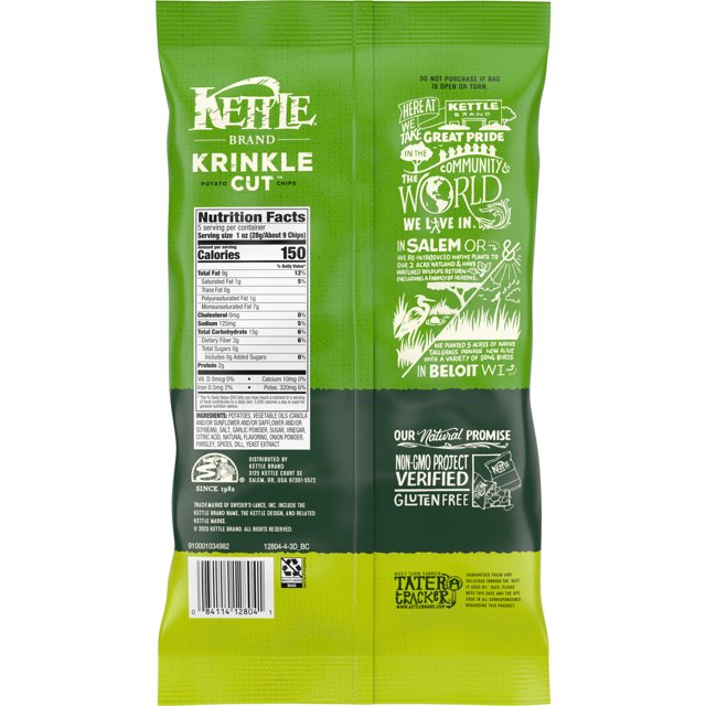 Kettle Brand Krinkle Cut Dill Pickle Potato Chips 141g