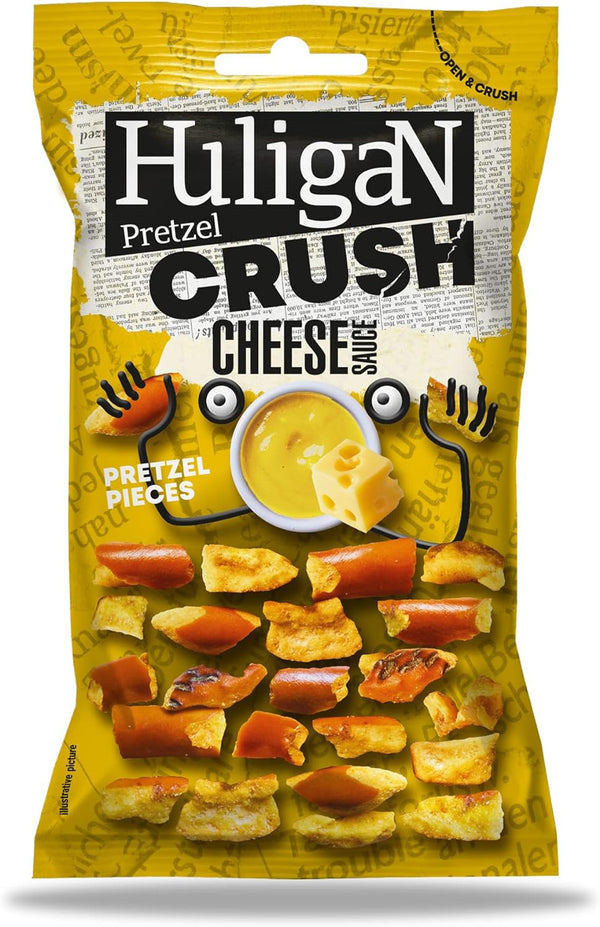 Huligan Crush Cheese Sauce Pretzel Pieces 65g (Pack of 18)