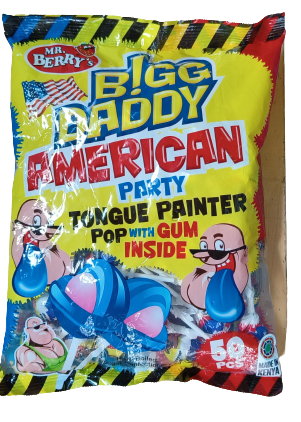 Mr. Berry's Bigg Daddy American Party Tongue Painter  XXL Lollipops 50 Pcs