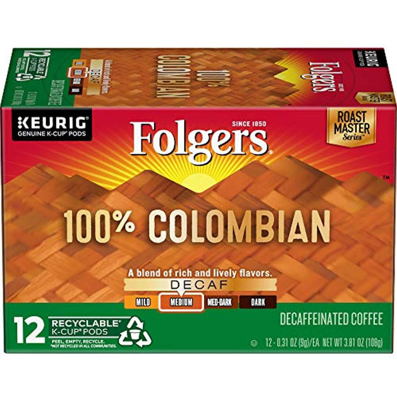 Folgers 100% Colombian Decaf Medium Decaffeinated Coffee 108g (Best Before Date 29/07/2024)
