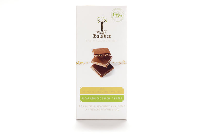Balance Stevia Luxury tablet Milk + Pistachio, Almonds & Walnuts 85g