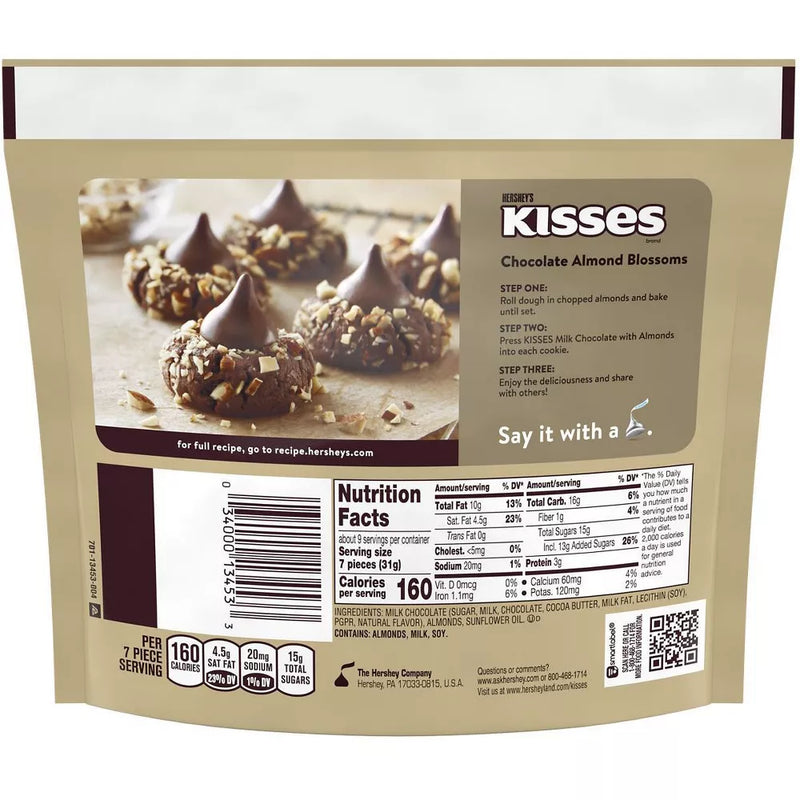 Hershey's Milk Chocolate with Almond Kisses Candy 283g Share Pack