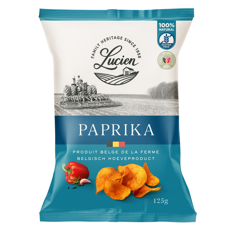 20 x Lucien Crisps | Full Case Offer | Pick Your Flavour | Belgium Crisps 125g Pack | Delicious Taste
