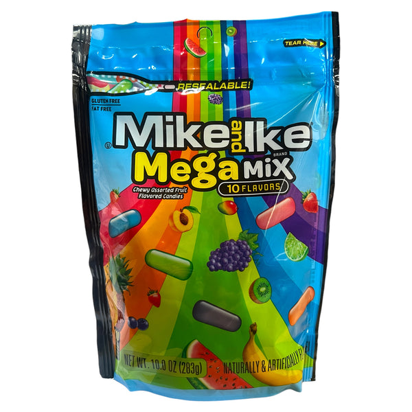 Mike and Ike Mega Mix Chewy Assorted Sour Fruit Flavoured Candy Pouch 283g