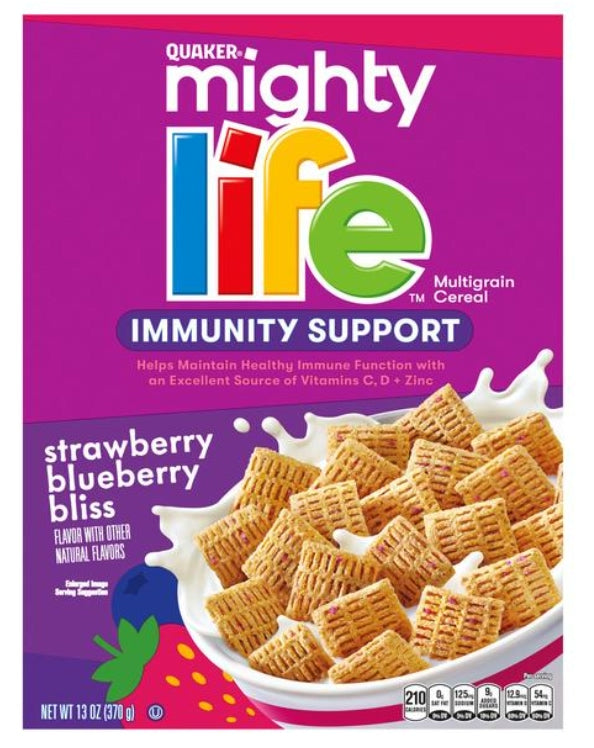 Quaker Mightly Life Immune Support Strawberry Blueberry 370g(Best Before Date 13/05/2025)