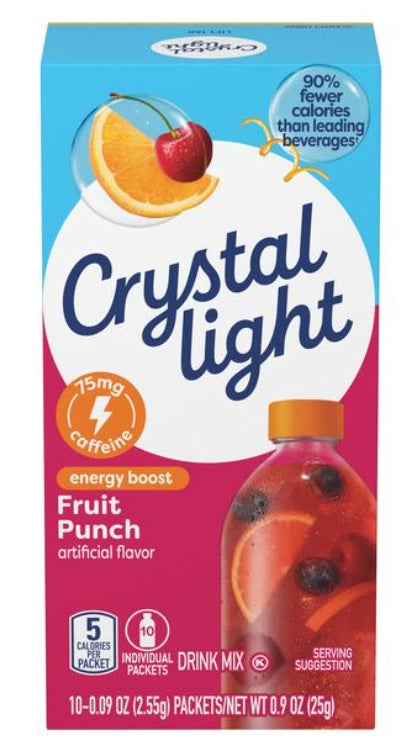 Crystal Light On The Go Fruit Punch ENERGY BOOST 25g