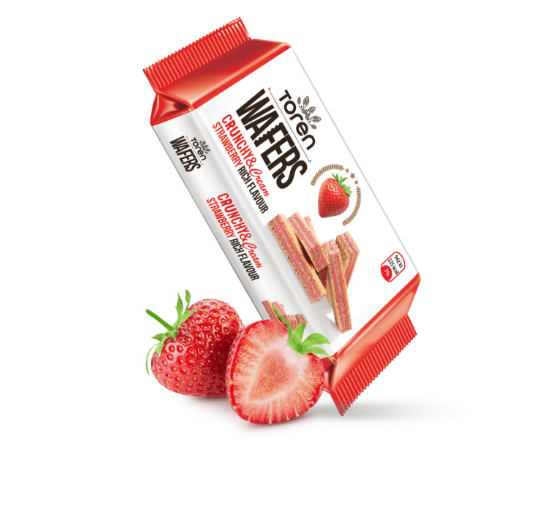 Toren Wafers 24 x 55g Crunchy & Creamy Rich Flavoured Wafer Biscuits | Orange | Lemon | Strawberry | Choose Your Flavour