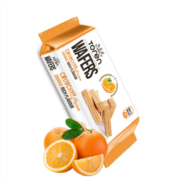 Toren Wafers 24 x 55g Crunchy & Creamy Rich Flavoured Wafer Biscuits | Orange | Lemon | Strawberry | Choose Your Flavour