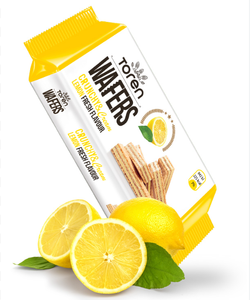 Toren Wafers 24 x 55g Crunchy & Creamy Rich Flavoured Wafer Biscuits | Orange | Lemon | Strawberry | Choose Your Flavour