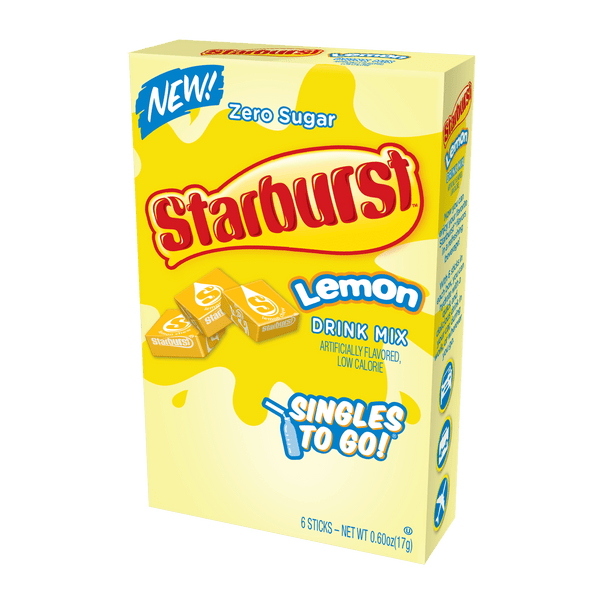 Starburst Zero Sugar Lemon on the go Drink Mix 17g (6 Sticks) [Best Before End 03/2025]