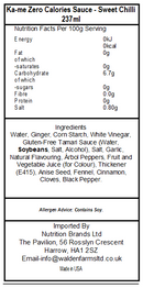 Ka-me Zero Calories Sauce - Sweet Chilli 237ml (Best Before : 09 March 2026)