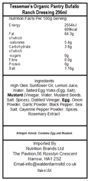 Tessemae's Organic Pantry Bufallo Ranch Dressing 296ml(Best Before Date 24/01/2026)