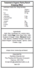Tessemae's Organic Pantry Ranch Dressing 296ml (Best Before Date 03/03/2026)