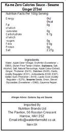 Ka-me Zero Calories Sauce - Sesame Ginger 237ml