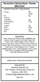 Ka-me Zero Calories Sauce - Korean BBQ 237ml (Best Before Date 10/03/2026)