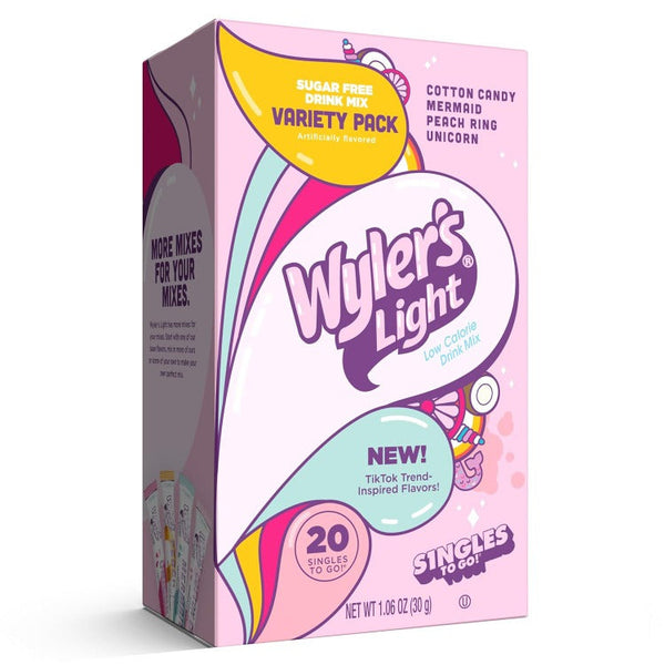 Wyler’s Light TikTok Trend Flavours Drink Mix 20 Singles To Go 26g - Cotton Candy, Mermaid, Peach Ring, Unicorn