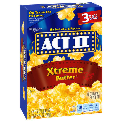 Act II Xtreme Butter Microwave Popcorn 234g