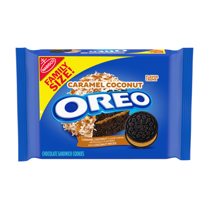 Nabisco Oreo Caramel Coconut Flavour Creme Chocolate Sandwich Cookies 482g Family Size (Best Before Date 06/03/2024)