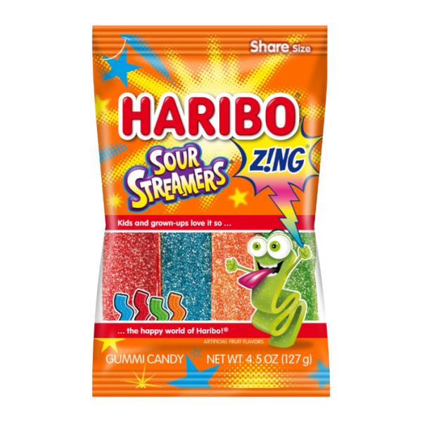 Haribo (USA) Zing Sour Streamer Bag  127g (Pack of 3)