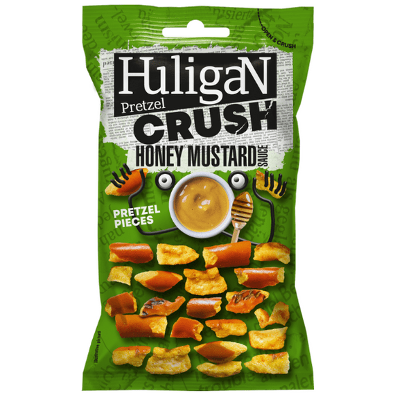 Huligan Crush Honey Mustard Sauce Pretzel Pieces 65g (Pack of 18)