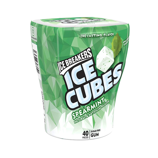 Ice Breakers Ice Cubes Spearmint Sugar Free Gum 40 Pcs