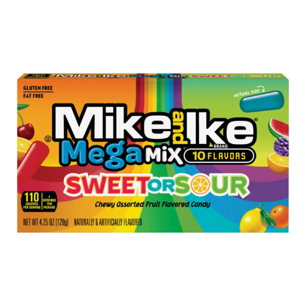 Mike & Ike Sweet or Sour Mega Mix Chewy Candy 120g (Best Before Date:- 05/2025)