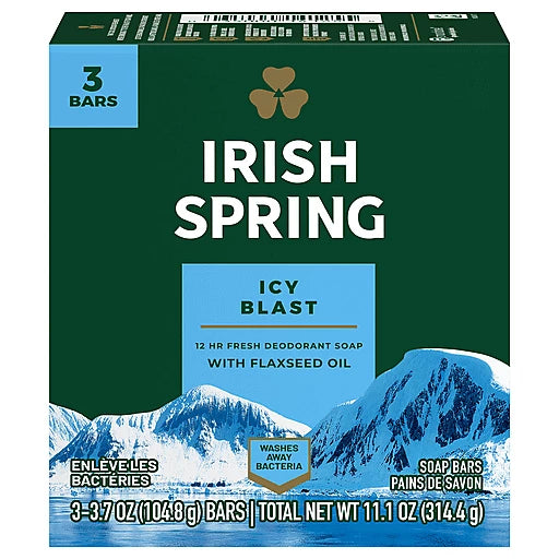 Irish Spring Icy Blast Deodorant Soap Bar 314.4g (3 x 104.8g)