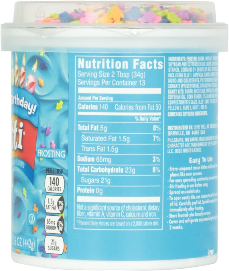 Pillsbury Happy Birthday Funfetti Aqua Blue Vanilla Frosting 442g