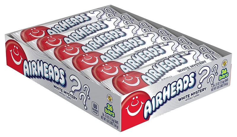 Airheads White Mystery Candy Bar 15.6g box sold by American Grocer in the UK