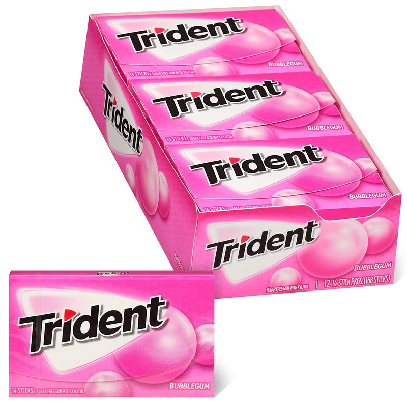 Trident Bubblegum Sugar Free Gum 14 Sticks (Best Before Date 25/01/2025)