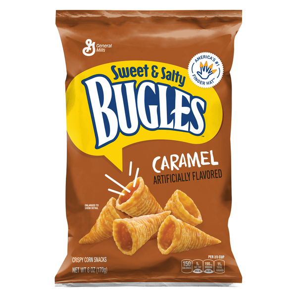 Sweet & Salty Caramel Bugles. America?S #1 Finger Hat (Tm)  Caramel Snacks: Covered with a sweet powdery coating for a sweet and delicious crunchy snack