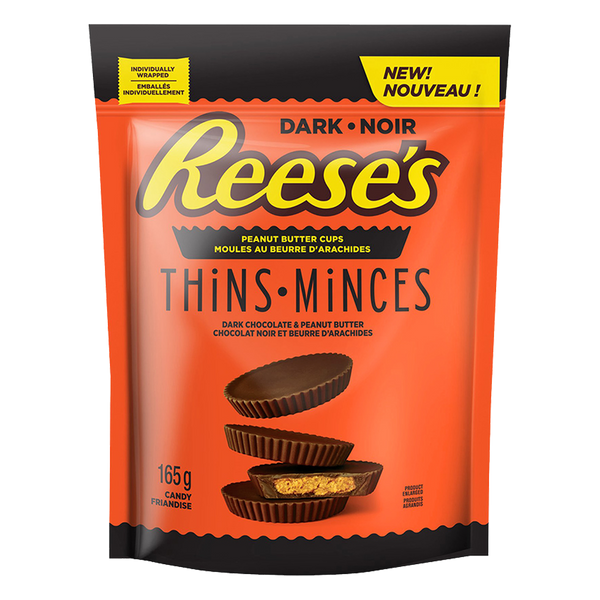 Reese's Thins Dark Chocolate Peanut Butter Cup Bag 165g [Canadian]