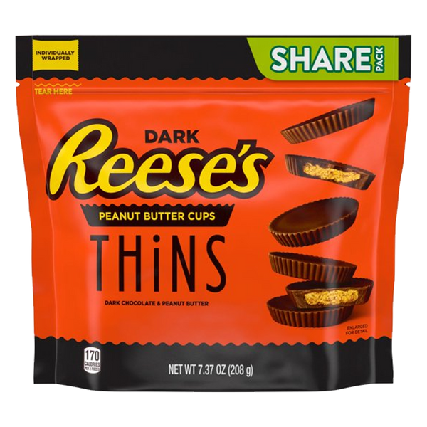 Reese's Thins Dark Chocolate & Peanut Butter Cups Bag 208g