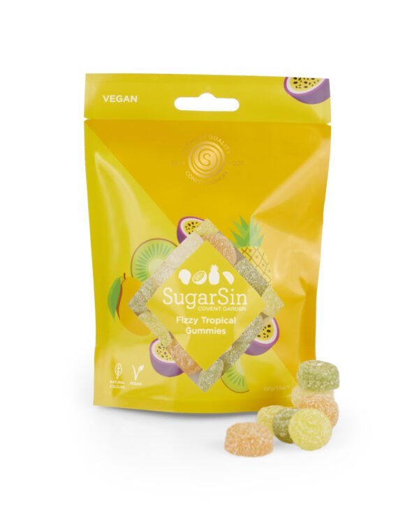 SugarSin Fizzy Tropical Gummies 100g (Vegan) (Best Before 12/2023)