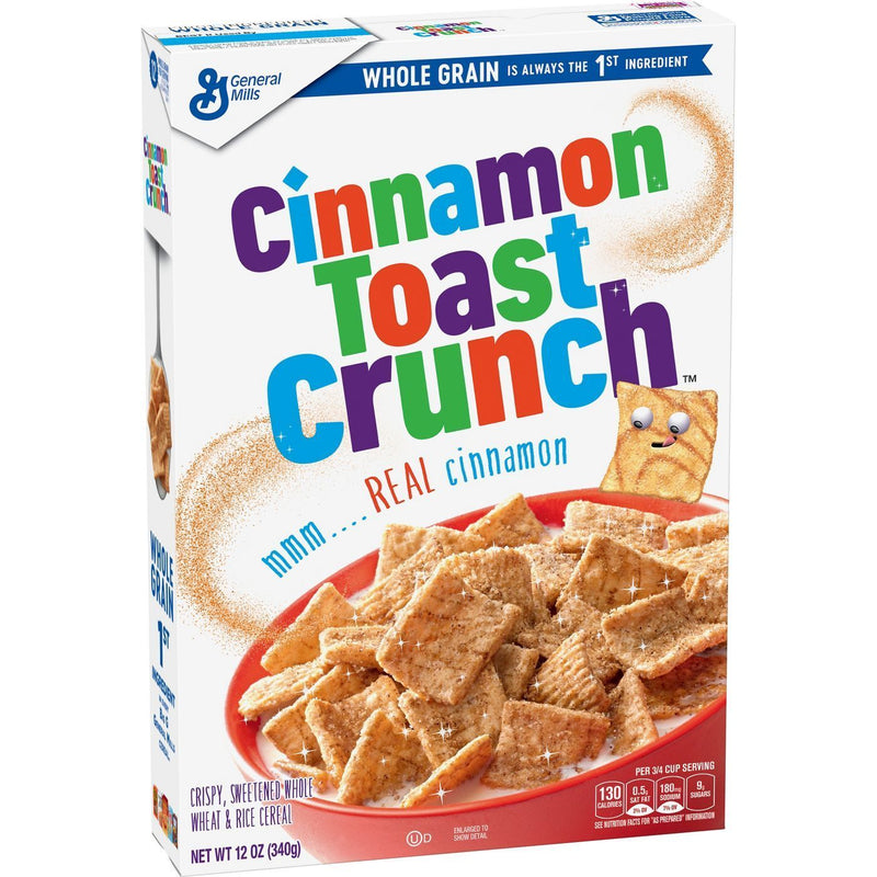 General Mills Cinnamon Toast Crunch® Cereal is, perhaps, one of life's greatest pleasures humbly placed right inside a cereal box. Oh, and don't forget to take a huge gulp out of your cinnamilk, too! That's where the treasure of taste and flavours meld together for that perfect meal in the morning.