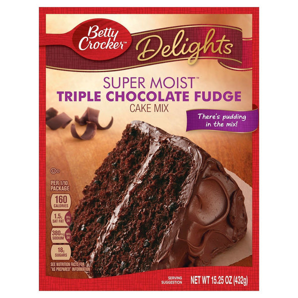 Betty Crocker Super Moist Triple Chocolate Fudge Cake Mix 432g sold by American Grocer in the UK