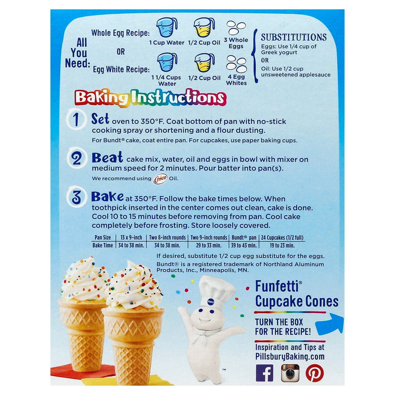 Pillsbury Funfetti Premium Cake & Cupcake Mix 432g